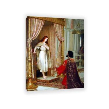 Imagem de Edmund Leighton impressão em tela O rei e a empregada mendigo por reproduções de pinturas famosas Edmund Leighton pôster arte de parede para sala de estar quarto decoração de parede 50 x 40 cm (20 x