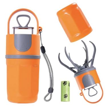 Imagem de WMDDIAN Colher Pooper fácil de transportar com sacos, coletor de lixo portátil para todos os cães, design de armazenamento compacto (laranja-cinza)