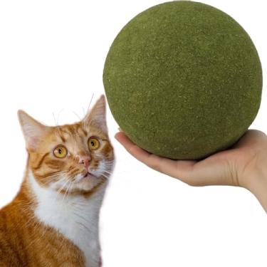 Imagem de PAPIEEED Bola de erva de gato gigante para gatos, jogo de brinquedo de mastigar lamber gatos de 9 cm para ambientes internos