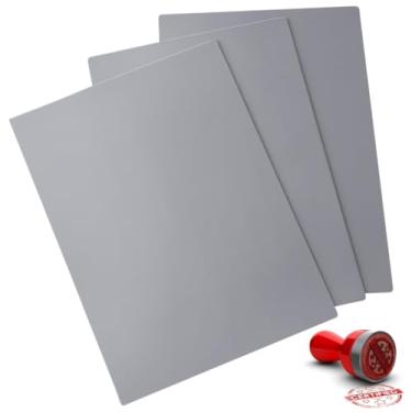 Imagem de Carimbos de borracha personalizados, cinza escuro, 3 peças de folhas de carimbo de borracha para máquina de gravação a laser tamanho A4, blocos de entalhe de borracha para cortadores a laser, tapetes