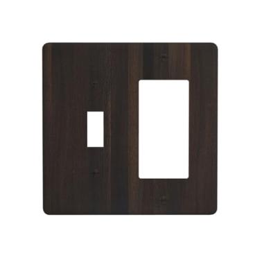 Imagem de Nadoabtm Capas de tomada rústica vintage marrom escuro grão de madeira 1 interruptor 1 interruptor de parede combinação de interruptor de luz placa de interruptor elétrico para decoração de casa de