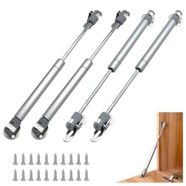 Imagem de JinBoCheng Pacote com 4 suportes de gás suspensos de 100N/10 kg para tampa de aba descendente lentamente, dobradiça de mola, amortecedor de porta retrátil para armário de porta de armário suporte de