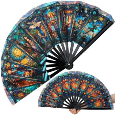 Imagem de Bucherry Cartão de tarô dobrável leque grande tarô rave bambu fã astrologia decoração presentes de bruxa para mulheres festival festa presente cosplay roupas EDM música gala acessórios místicos