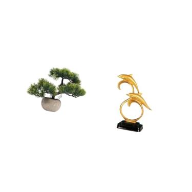 Imagem de Fenteer Bonsai Artificial de Golfinho, Planta Falsa Moderna E Realista, Item de Colecionador, Decoração de Mesa, Centro de Mesa, Escritório, de Entrada,