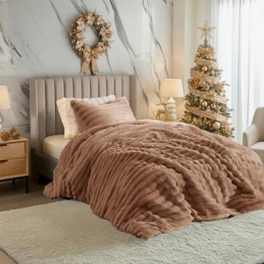 Imagem de Regency Heights Jogo de cama solteiro fofo com nervuras fofas e fofas, de lã de pelúcia super macia, edredom quente e felpudo com fronha, aconchegante para todas as estações, conjunto de cama de 2