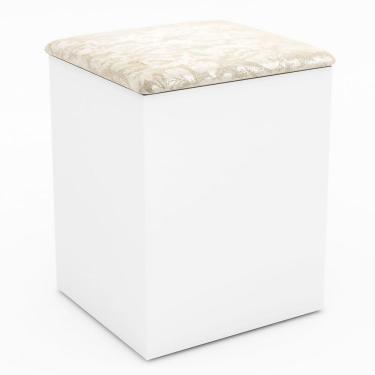 Imagem de Puff Baú Pu2050 Branco/Floral Pérola - Tecno Mobili