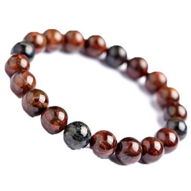 Imagem de Pulseira de pietersita natural com miçangas de crocidolita silicificad