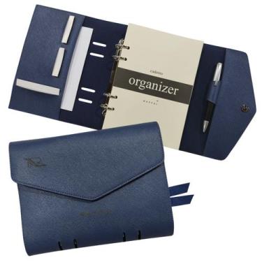 Imagem de Caderno Organizer 131-R Personalizado Raffai Couros, Azul Jeans