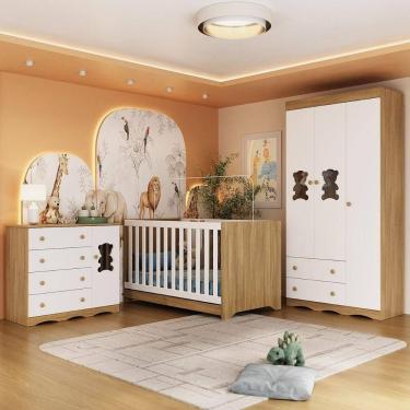 Imagem de Quarto de Bebê Completo com Berço Americano 3 em 1 Doçura Multimóveis MP4654
