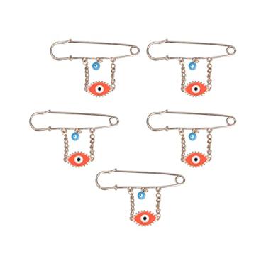 Imagem de Broche alfinetes alfinetes de segurança alfinetes de roupas requintado multifuncional azul vermelho olhos pingentes 10mm para decoração de roupas presente liga contas de vidro 5