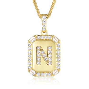 Imagem de Peeshow Colares femininos com inicial de ouro 18 quilates, colar de corrente com pingente de letra delicada, joias femininas de ouro, presentes para mulheres, esposa, mãe, filhas, aniversário