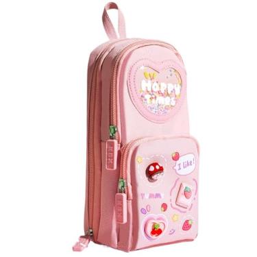 Imagem de Estojo de lápis para meninas, estojo de lápis bonito, mini bolsa escolar para mulheres estojos de lápis rosa com 6 compartimentos Estojo de lápis para meninas (Style B)