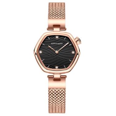 Imagem de Relogio feminino hexagonal malha aço inoxidável quartzo à prova dagua 