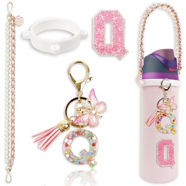 Imagem de Acessórios de letras para garrafas de água Owala – 680 g 947 g 1,134 g, com pingente de inicial bonito e alça de alça, compatível com Free Sip, copo de café, Owala Kids, Sway, Stanley Cup Accessories