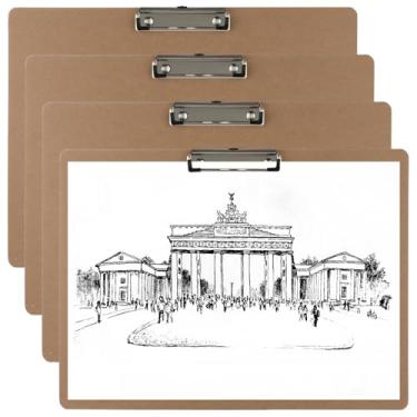 Imagem de Pacote com 4 pranchetas de papelão extra grande 33 x 43 cm, prancheta de desenho A3 com clipe duplo de perfil baixo