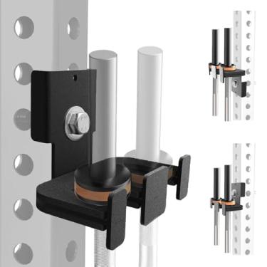 Imagem de J Bryant Suporte de barra dupla para rack elétrico 3x3, gancho de armazenamento de barra sem broca, gancho de barra de aço resistente com enchimento de espuma para academia em casa