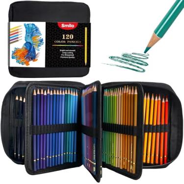 Imagem de Smilo Conjunto de lápis de cor profissional de 120 cores - núcleo macio à base de óleo para desenhar, esboçar, sombrear e misturar - Lápis de artista vibrante para adultos, crianças, iniciantes