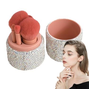 Imagem de Rrlihjgu Pincéis Para Maquiagem,Pincéis Portáteis Para Maquiagem | Espalmador Iluminador Portátil Com Estojo Strass Para Difusão De Blush, Bronzer, Pó E Fixação