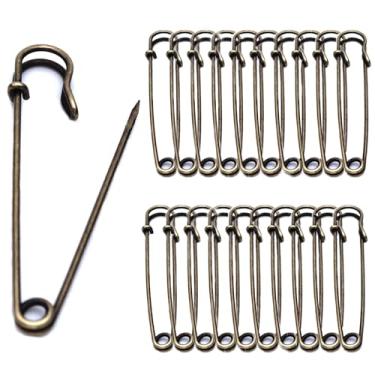 Imagem de 20 pinos de segurança grandes, pinos de segurança de aço resistente de 10 cm para roupas, cobertores, artesanato, saias, saias curtas, couro, lona e lã, etc. (Bronze)