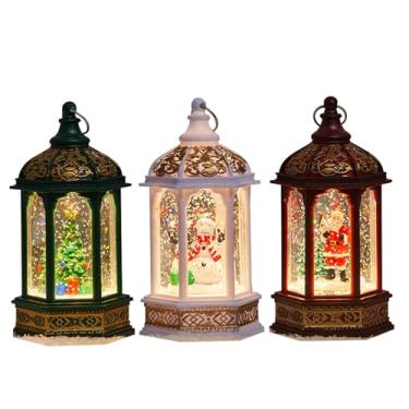 Imagem de Lanterna de globo de neve,Lanterna de globo de neve de Natal,Lanternas de globo de neve que iluminam brilho | Lanterna de água hexagonal vintage, lâmpada de para mesa de jantar, lareira, varanda, peit