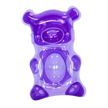 Imagem de Zxpjkyu Boia Inflável em Formato de Ursinho de Goma, Colchão Inflável com Alças, Prancha de Surfe Infantil, Ideal para Férias de Verão, Roxo