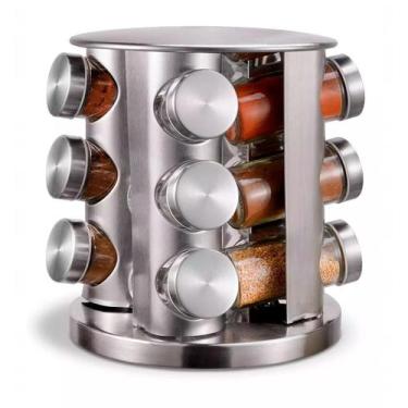 Imagem de Organizador Condimentos Porta Temperos Vidro Tampa Inox - Bellator