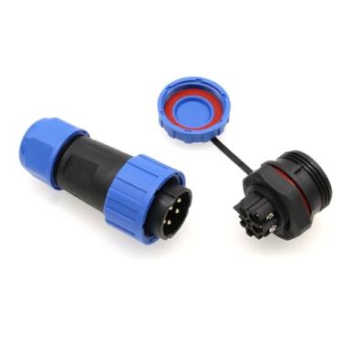 Imagem de HangTon TY20 Conector de anteparo à prova d'água de 5 pinos 10A Terminal de parafuso macho fêmea Receptáculo para dispositivo elétrico externo, 14awg 6-12 mm OD