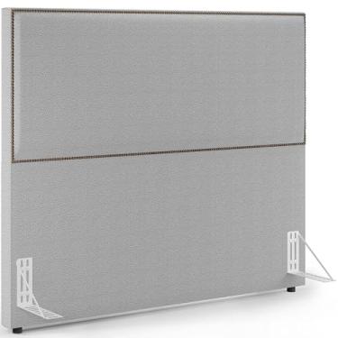 Imagem de Cabeceira Cama Box Casal Com Tachas 140 cm Vicenza L02 Bouclê Cinza - Lyam Decor