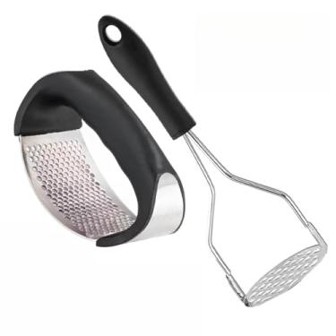 Imagem de Combo Espremedor de Alho e Amassador de Batata Aço Inox Cabo de PVC(Amassador e Espremedor)