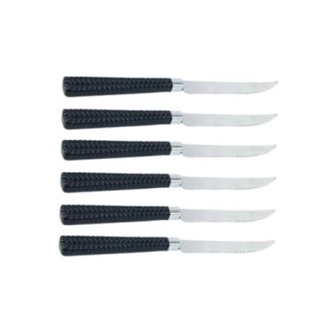 Imagem de Conjunto de 6 Facas de Mesa, Inox e Polipropileno, Preta, 21cm x 2cm, para Uso Diário e Ocasiões Especiais