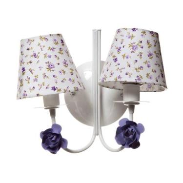Imagem de Arandela 2 Lâmpadas Flores Lilás Quarto Bebê Infantil Menina - Potinho