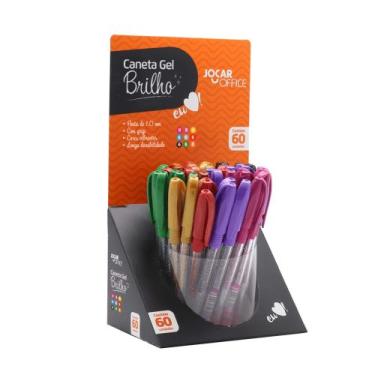Imagem de Caneta Esferográfica Gel Brilho Ponta Media 1.0Mm 9 Cores Display c/ 6