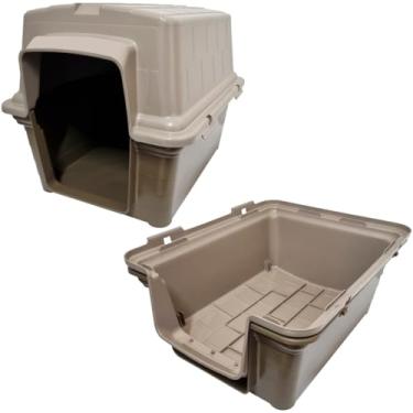 Imagem de Casa Casinha Cães Cachorro Gato Porte Pequeno Protege Plástico Frio Conforto Furacão Pet Iglu N2(QUADRADA MARRON)