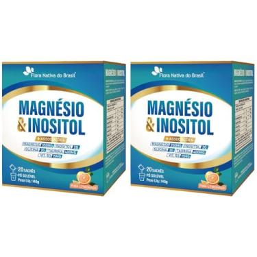 Imagem de KIT 2X Magnésio com Inositol, Glicina, Taurina e Vitamina B3 20 sachês - Flora Nativa (20 sachês, Pink Limonade)