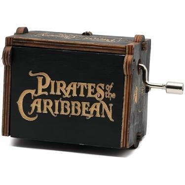 Imagem de Biscount Nova caixa de música brinquedo piratas do Caribe manivela de madeira caixa musical artesanato presentes para aniversário/Natal/Dia dos Namorados