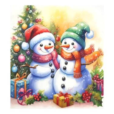 Imagem de SEHANY Capa magnética de boneco de neve de Natal, adesivos magnéticos de decoração de Natal antiarranhões para painel de geladeira, cozinha doméstica, decoração de Natal 58 x 66 cm