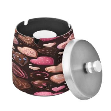 Imagem de Blueangle Cinzeiro de coração de chocolate com tampa para cigarros, à prova de vento/chuva, aço inoxidável, sem fumaça, inodoro, cinzeiro para uso interno ou externo (8)