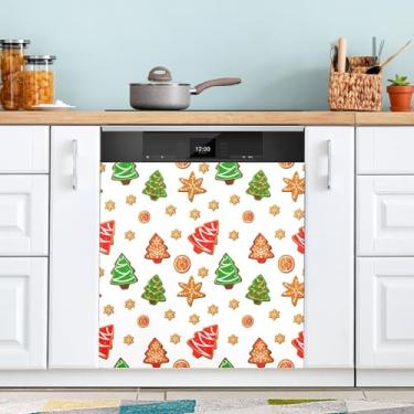 Imagem de ATTX Capa de ímã de lava-louças padrão de Natal, 58 cm C x 66 cm A decoração da capa frontal da máquina de lavar louça, decalques de armário doméstico adesivos de eletrodomésticos #545