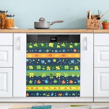 Imagem de ATTX Capa magnética para lava-louças do trevo do Dia de São Patrício, 58,4 cm C x 66 cm A, decoração da capa da máquina de lavar louça, decalques para armários domésticos e eletrodomésticos adesivos