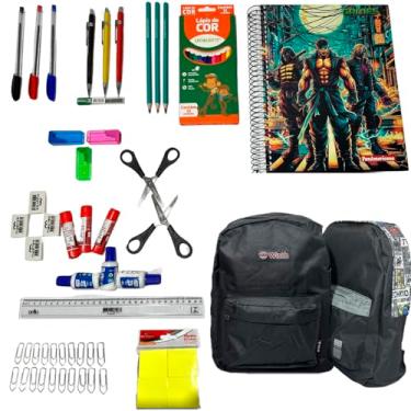 Imagem de Material Escolar Completo Menino Ensino Fundamental Medio Barato 53 Itens