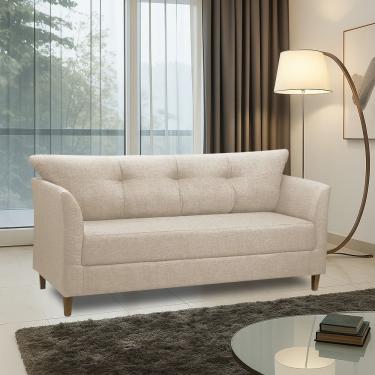 Imagem de Sofá 3 Lugares Living Para Sala Leblon 180cm Linho E03 - D'rossi Cor Bege