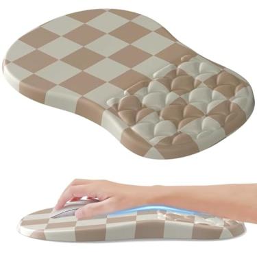 Imagem de Mouse pad ergonômico com suporte de pulso, descanso de pulso para alívio da dor no túnel do carpo, espuma viscoelástica com design de massagem, base de poliuretano antiderrapante para escritório e