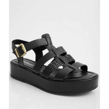 Imagem de Sandália Feminina Flatform Tiras Moleca-12046, 37, Preto