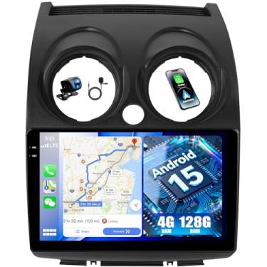 Imagem de Rádio estéreo automotivo Android 4G + 128G para Nissan Rogue 2007-2015 tela sensível ao toque de 9 polegadas com WiFi, Bluetooth, Carplay, Android, câmera de backup com GPS, SWC FM RDS MIC