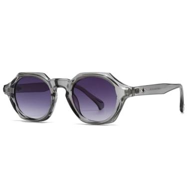 Imagem de Óculos de sol punk femininos para homens, vintage, luxuoso, designer, para dirigir, popular, óculos de sol, leopardo, azul, tons uv (cinza)