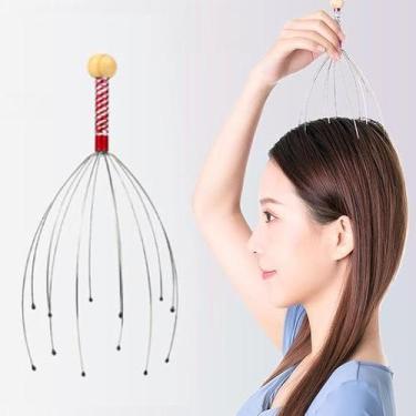 Imagem de Massageador Capilar Manual Anti Estresse para Relaxar 12 Hastes Cafuné