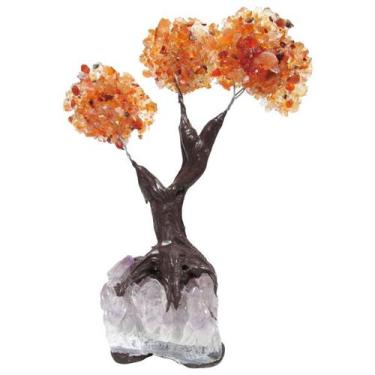 Imagem de Árvore de Cristal Ágata de Fogo com Drusa de Ametista P 15cm - Proteçã