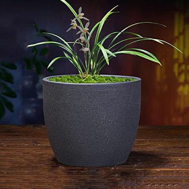 Imagem de uhyOHF Vaso de bonsai de areia roxa de cerâmica para cactos, suculentas, vasos de bonsai estilo chinês, vaso de flores com orifício de drenagem, recipiente para decoração de jardim doméstico (