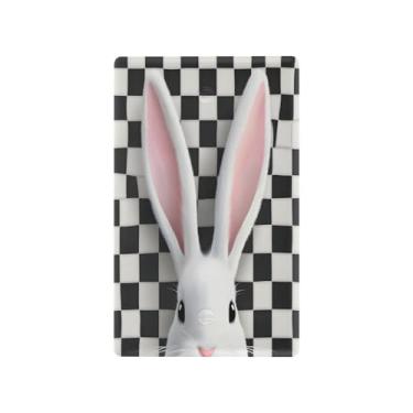 Imagem de Wassud Placa de cobertura para interruptor de luz, capa decorativa de coelhinho fofo, placa de parede para tomadas elétricas duplex 11 x 6 cm