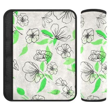 Imagem de Burbuja Capa de cinto de segurança de carro floral desenhada protetor de cinto de segurança de carro macio confortável para alça de ombro de assento, 1 par médio